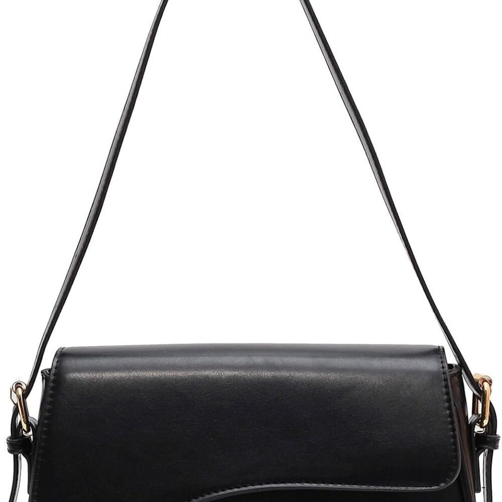 Small Vegan Leather Shoulder Bag Crossbody Purse with Zipper and Retro Style